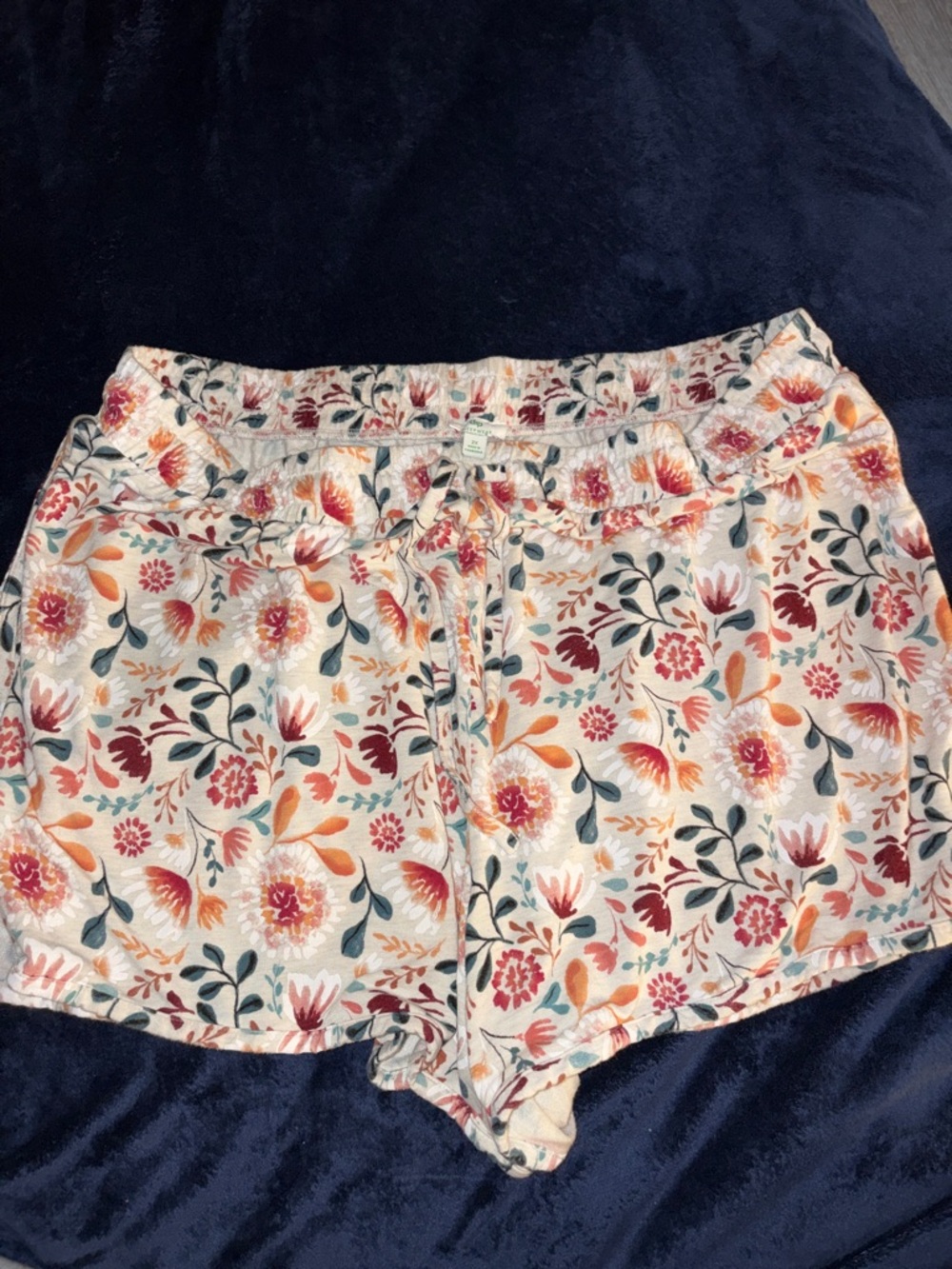 Floral Drawstring Women’s Shorts in Cream and Coral